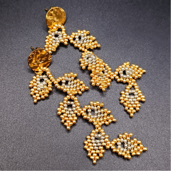 Boucles d'oreilles  tissées Brick Stitch en Perles Miyuki Delika
