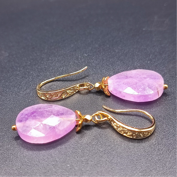 Boucles d'oreille  Crochets en Quartz LAVENDER