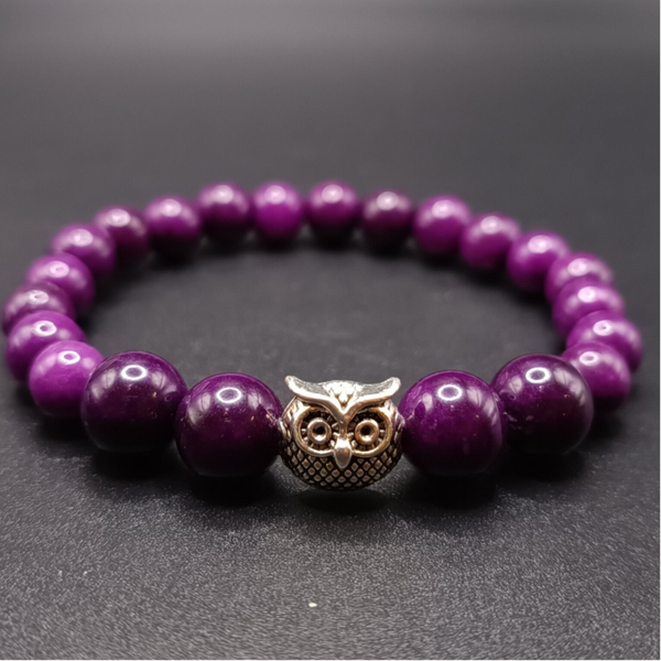 Bracelet elastique en Calcédoine Prune