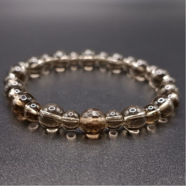 Bracelet elastique en Quartz Fumé  / Rayah Topaz