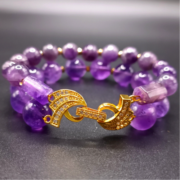Bracelet Clapet en 2 tours en Améthyste