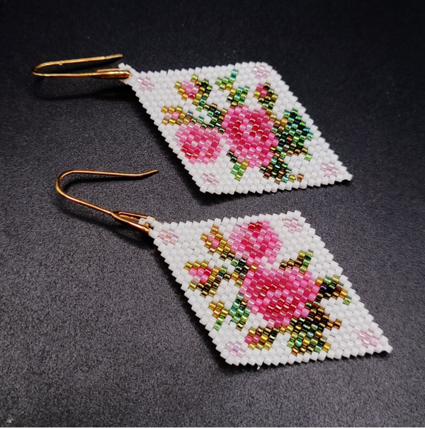 Boucles d'oreilles "Rosalina" Crochets tissées en Perles Miyuki Delica