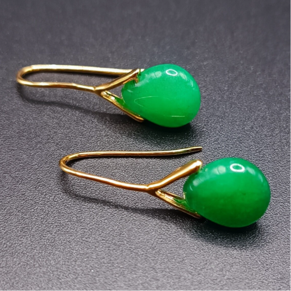 Boucles d'oreilles Crochets  en Jade Imperial