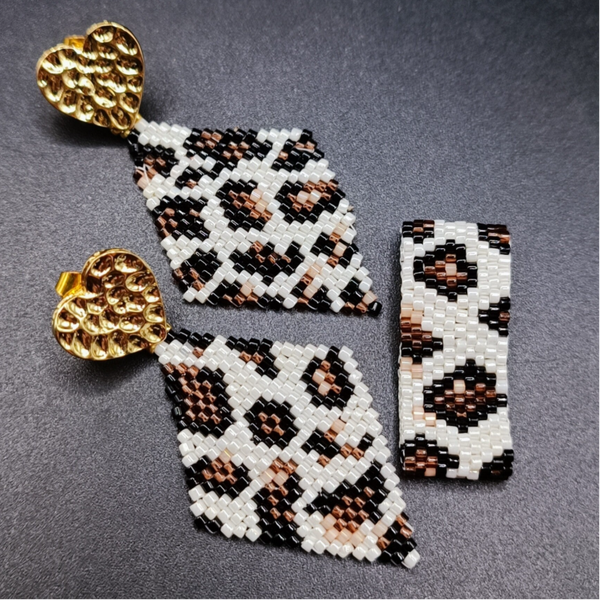 Boucles d'oreilles Clous tissées Brick Perles Miyuki Delica