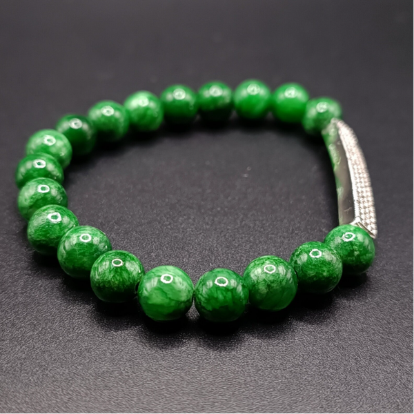 Bracelet elastique en Calcédoine Verte