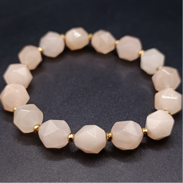 Bracelet elastique en Morganite facetté