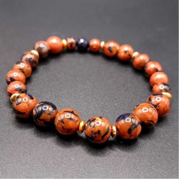 Bracelet elastique  en Sable D'or/ Sable  Marron/ Goldstone