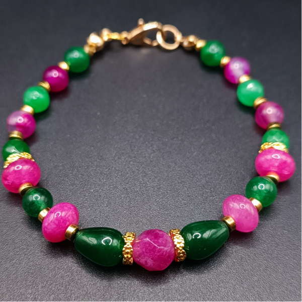 Bracelet en Quartz LAVENDER et Aventurine fermoir carabine