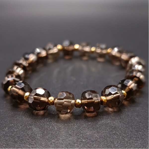 Bracelet elastique  en Quartz Fumé   facette