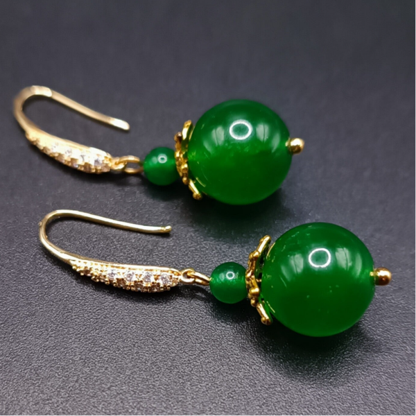 Boucles d'oreilles Crochets en Jade