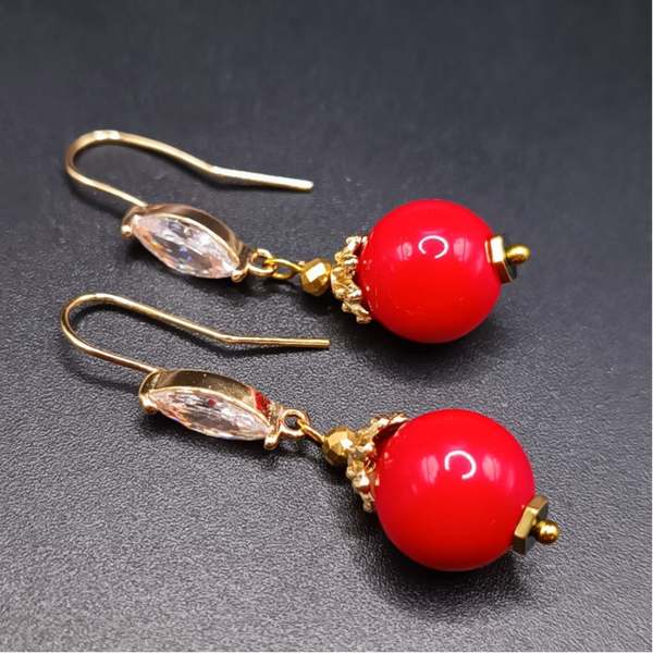 Boucles d'oreilles Crochets en Corail