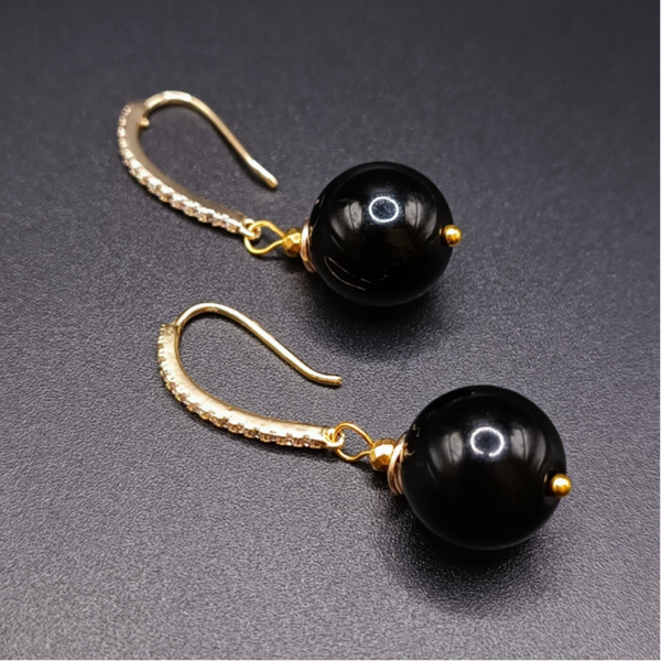 Boucles d'oreilles Crochets en Onyx