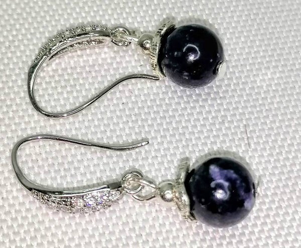 Boucles d'oreilles Crochets en Charoite