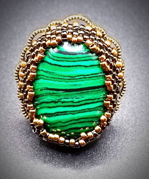 Bague réglable   en Malachite