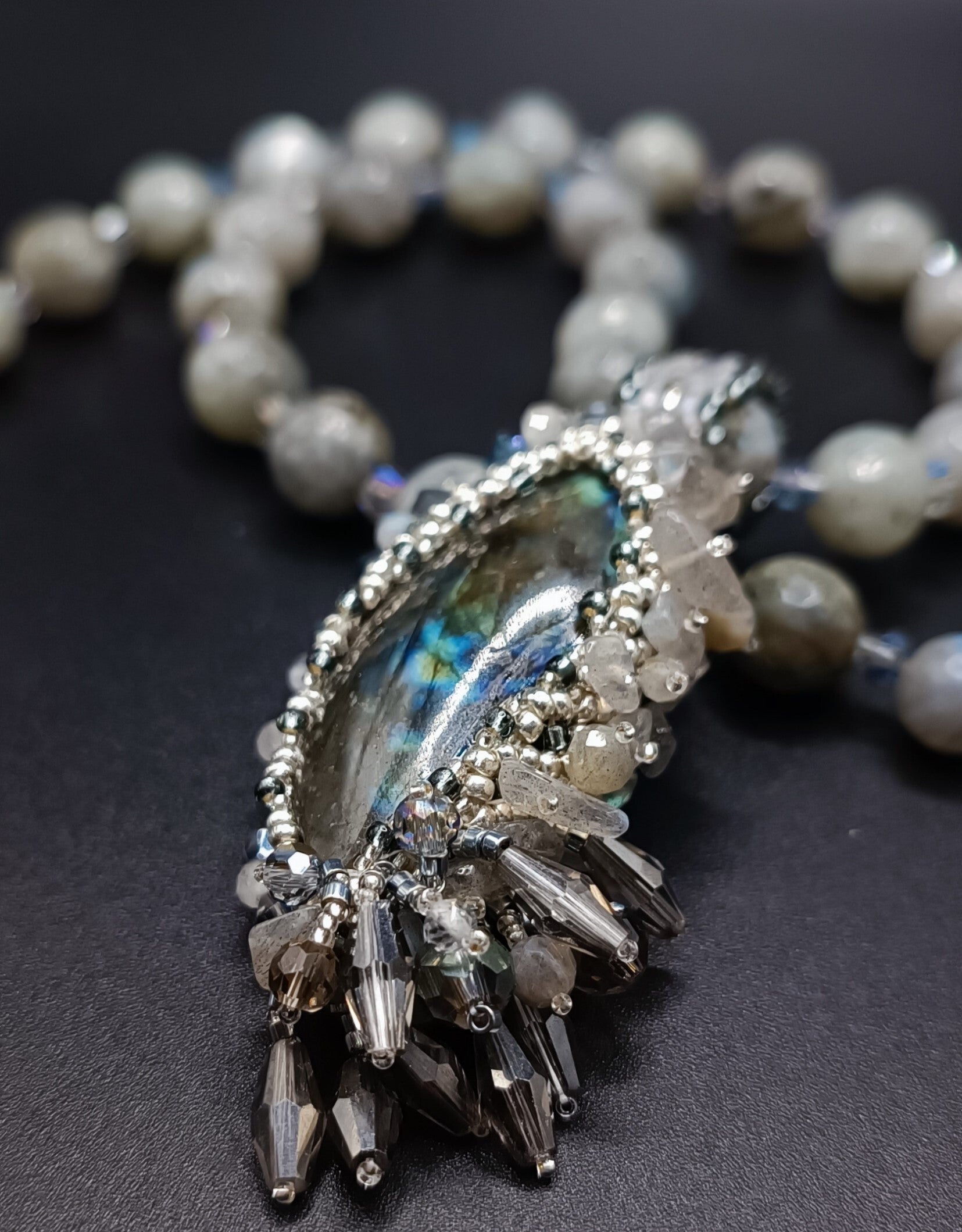 Collier Sautoir en Labradorite "Nuit Blanche"