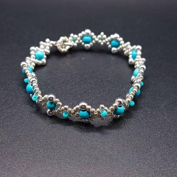 Bracelet "Angelica" en Turquoise Bleu et Miyuki