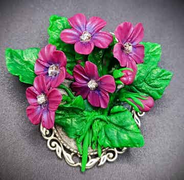 Broche Violettes en Cernit