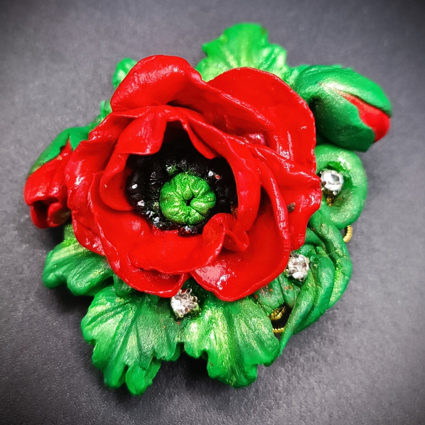 Broche Coquelicots en Cernit