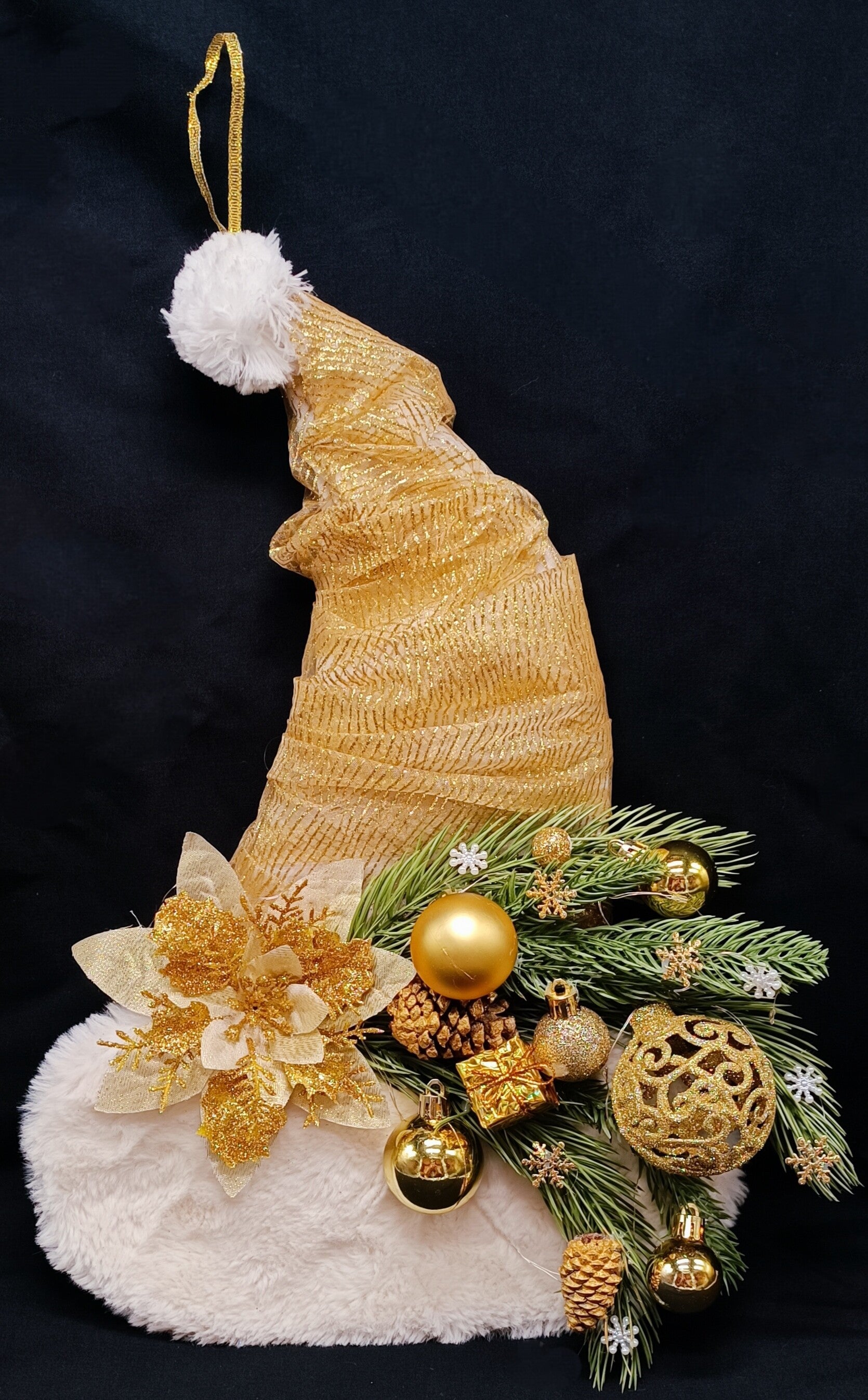 Chapeau de Noel éclairé à LED pré-éclairé / Décoration de Noël porte d'entrée