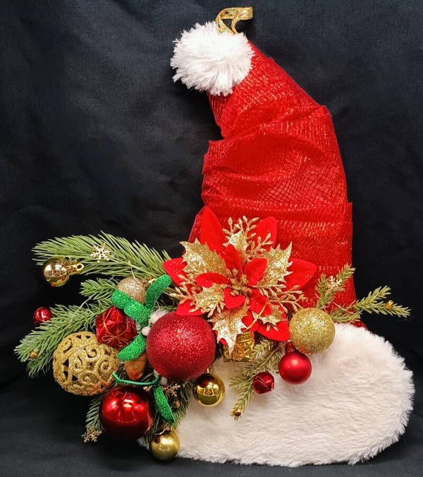 Chapeau de Noel éclairé à LED pré-éclairé / Décoration de Noël porte d'entrée