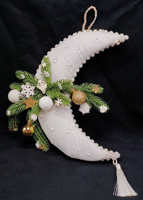 Lune Blanche  de Noël décoration de Noël suspendue à la porte  Dore