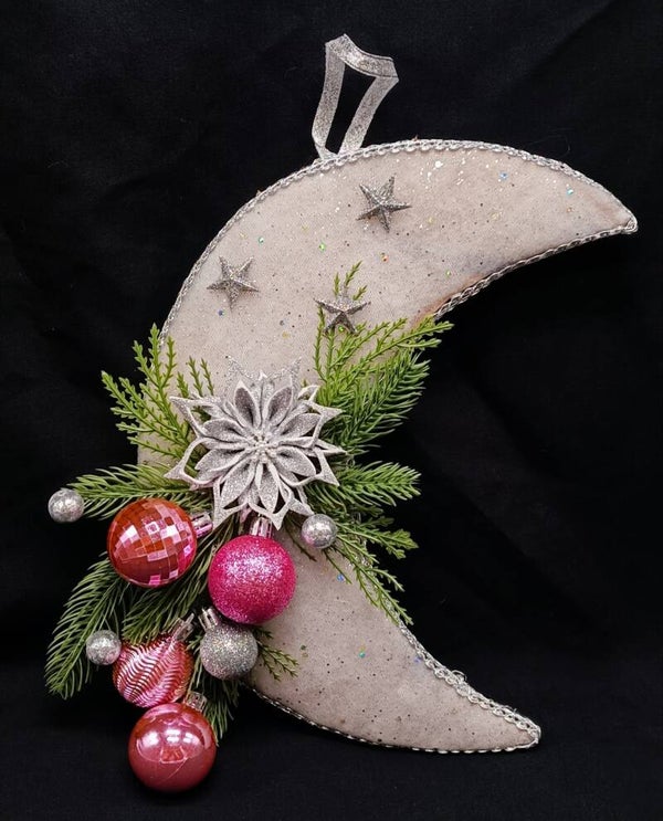 Lune Gris Rose   de Noël décoration de Noël suspendue à la porte Vert  Dore