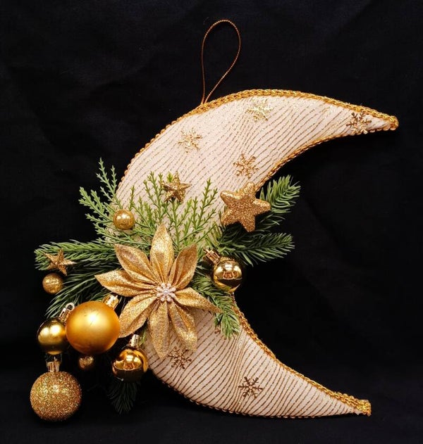Lune Dore  de Noël décoration de Noël suspendue à la porte Vert  Dore