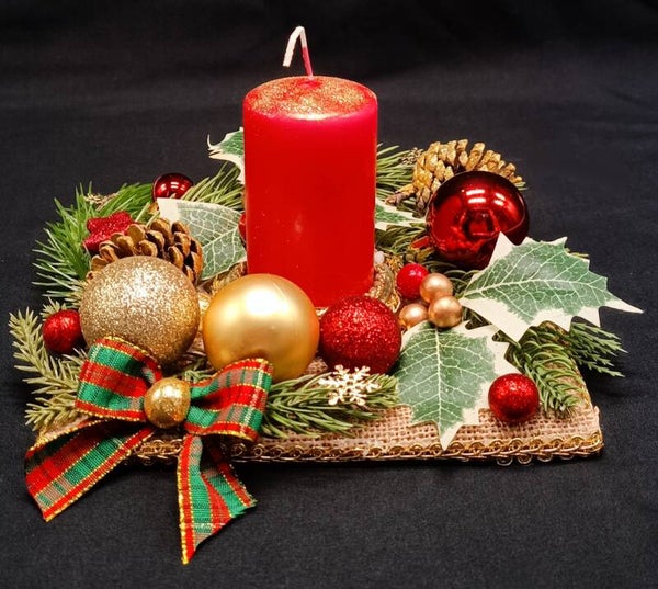 Centre de Table  de Noel  avec Bougie Artisanal