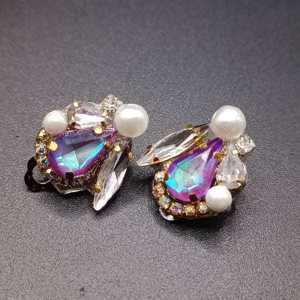 Boucles d'oreilles Clips Freeform en Crystal Electra