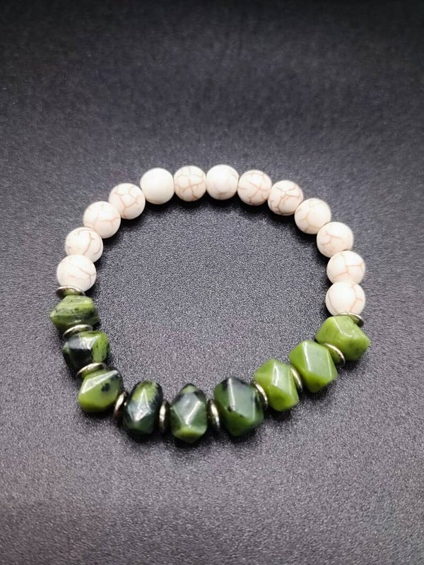 Bracelet elastique en Howlite & Peridote