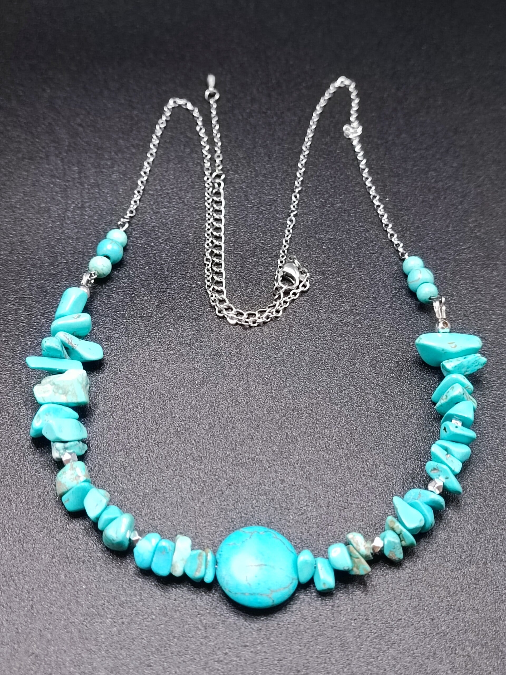 Ras de cou "Callista" en perles de Turquoise Baroques