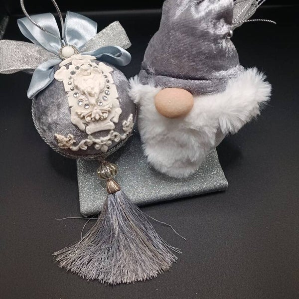 Coffret de cadeaux de Noel en velours Argenté