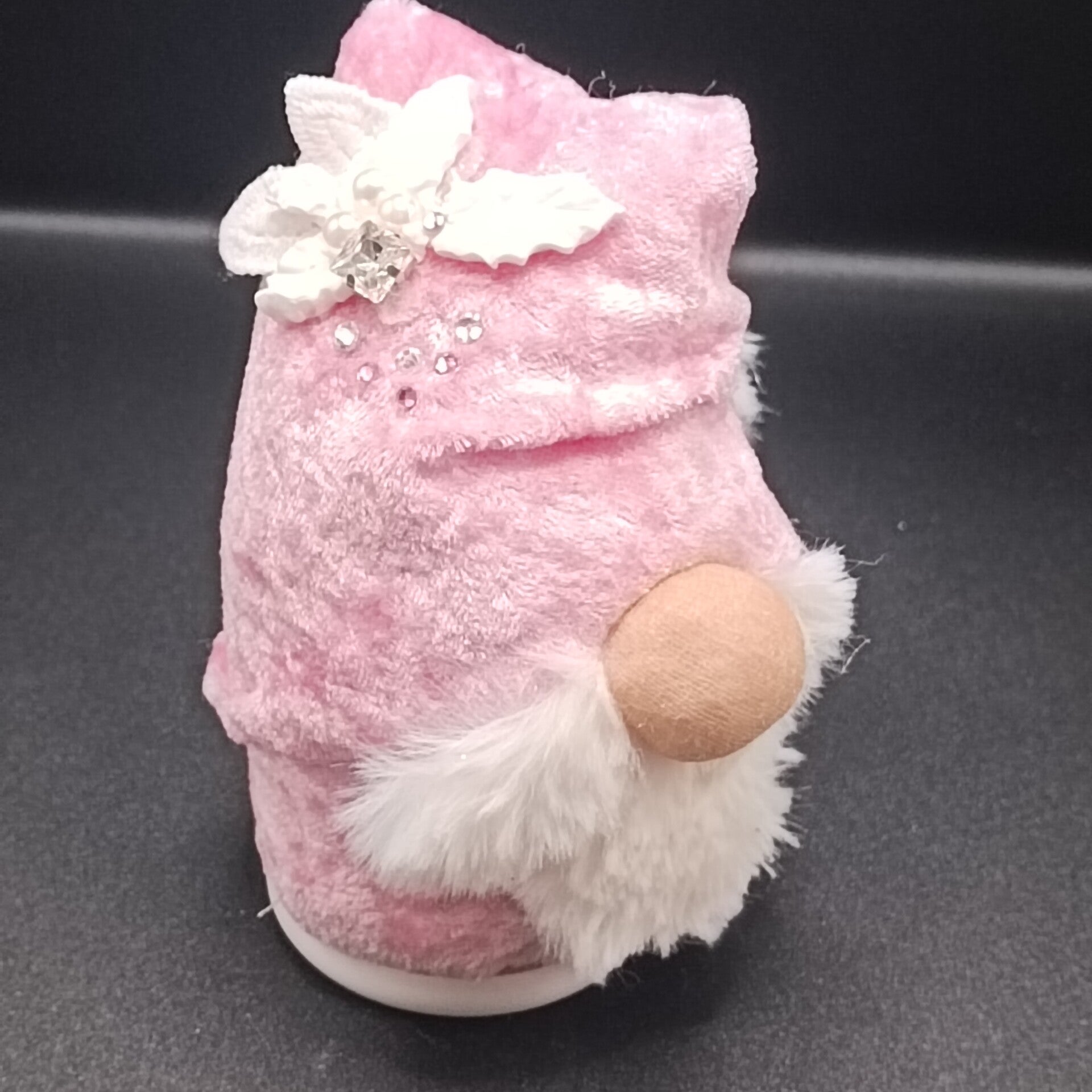 Gnome de Noel - Petit Lutin de Noel Artisanal en velours Rose