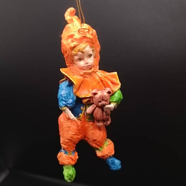 Arlequin avec un ours  - Figurine de Noel Artisanal