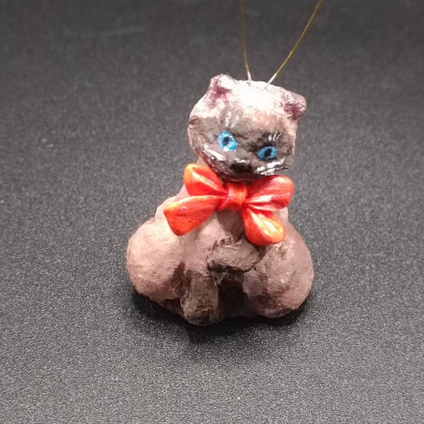 Chat - Figurine de Noel Artisanal en coton