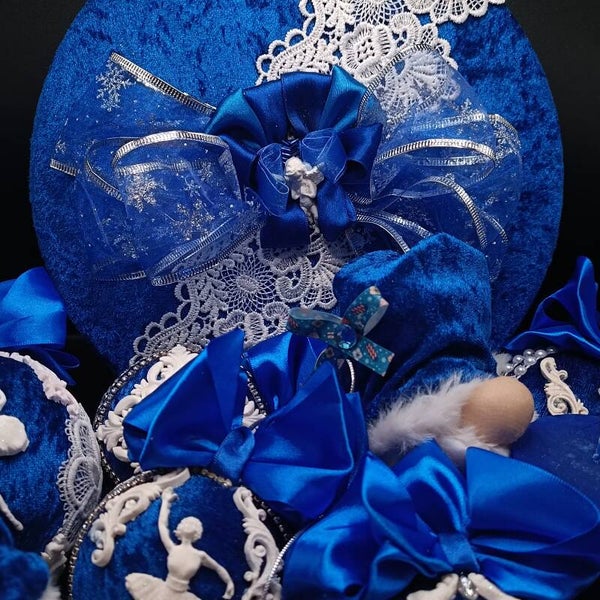 Coffret de cadeaux de Noel en velours Bleu  Royal décoration Artisanale