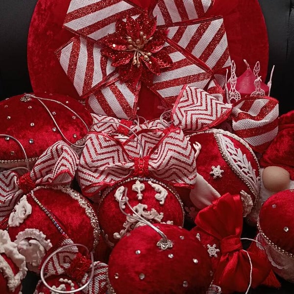 Coffret de cadeaux de Noel en velours rouge décoration Artisanale