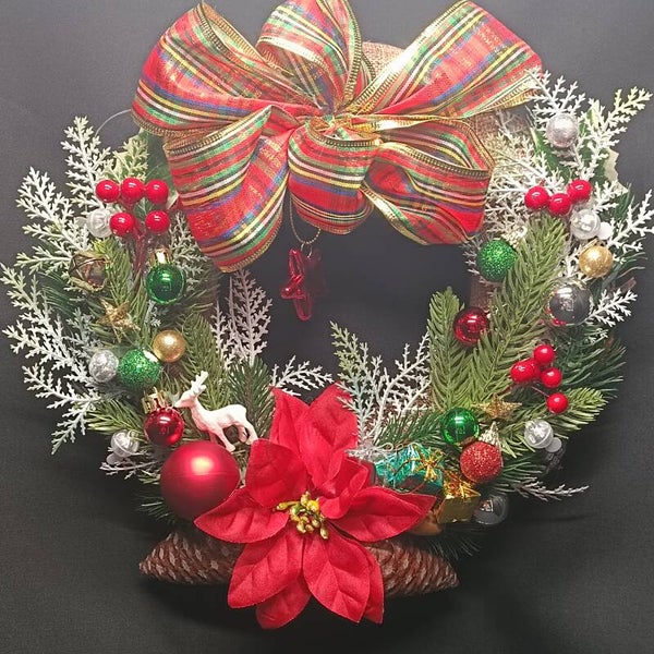Couronne  de Noel  éclairée à LED/ Décoration de porte d'entrée