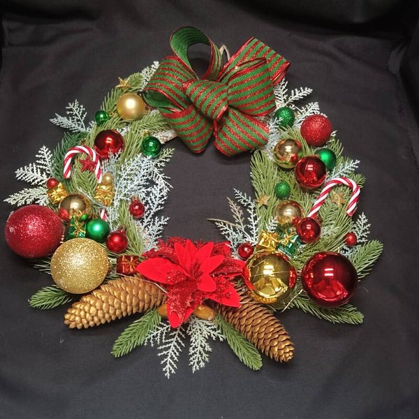 Couronne de Noel à LED pré-éclairée/ Décoration de porte d'entrée
