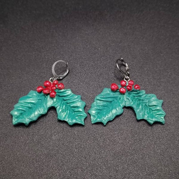 Boucles d'oreilles Creoles pour Noel en Cernit