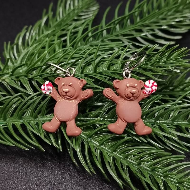 Boucles d'oreilles Creoles pour Noel en Cernit