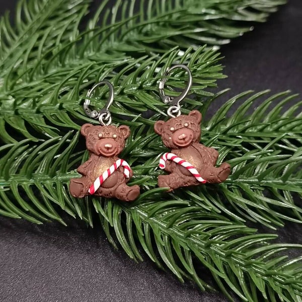 Boucles d'oreilles Creoles pour Noel en Cernit