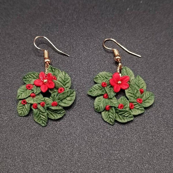 Boucles d'oreilles Crochets pour Noel en Cernit