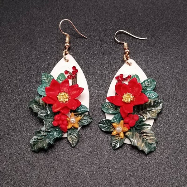 Boucles d'oreilles Crochets pour Noel  en Cernit