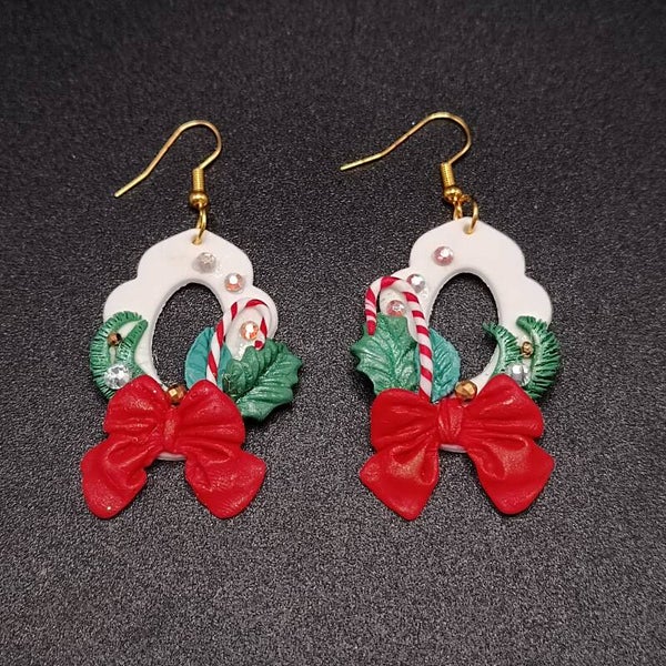 Boucles d'oreilles Crochets pour Noel en Cernit