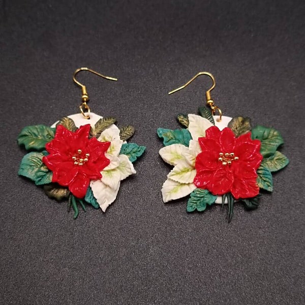 Boucles d'oreilles Crochets pour Noel en Cernit