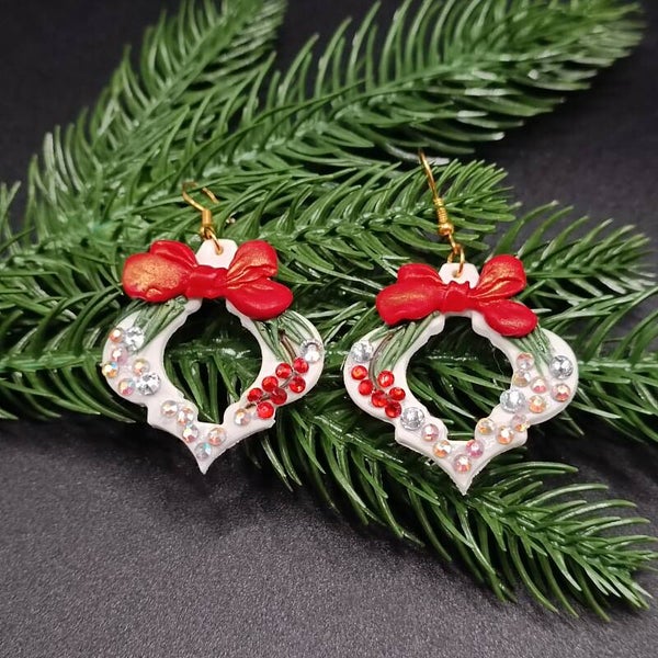Boucles d'oreilles Crochets pour Noel en Cernit