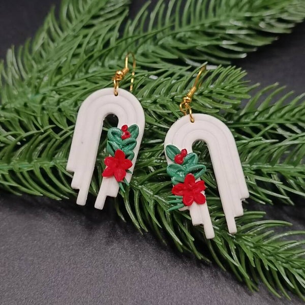 Boucles d'oreilles Crochets pour Noel en Cernit