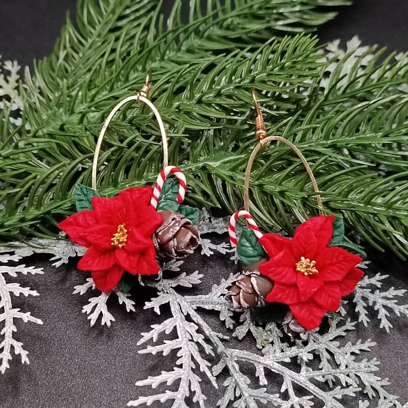 Boucles d'oreilles Crochets pour Noel en Cernit