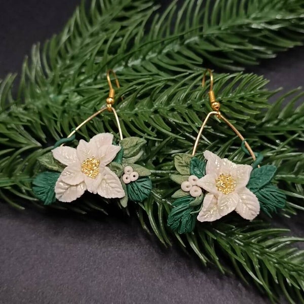 Boucles d'oreilles Crochets pour Noel en Cernit